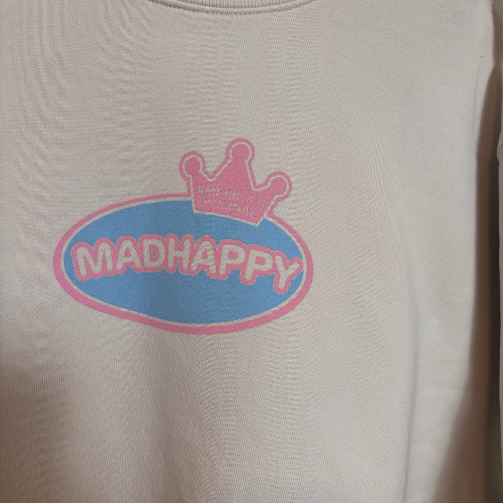 NWT Madhappy Graphics 3 Fleece Crewneck 2024 Crown Cream Pink Blue Medium‎ - Picture 2 of 9